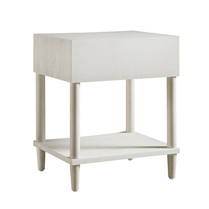 Thalia Concave 1 Drawer Bedside Table, Washed White