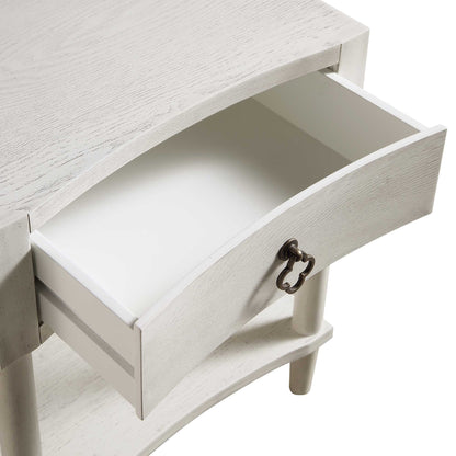 Thalia Concave 1 Drawer Bedside Table, Washed White