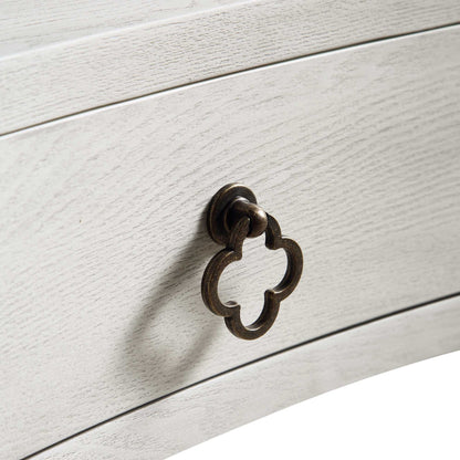 Thalia Concave 1 Drawer Bedside Table, Washed White