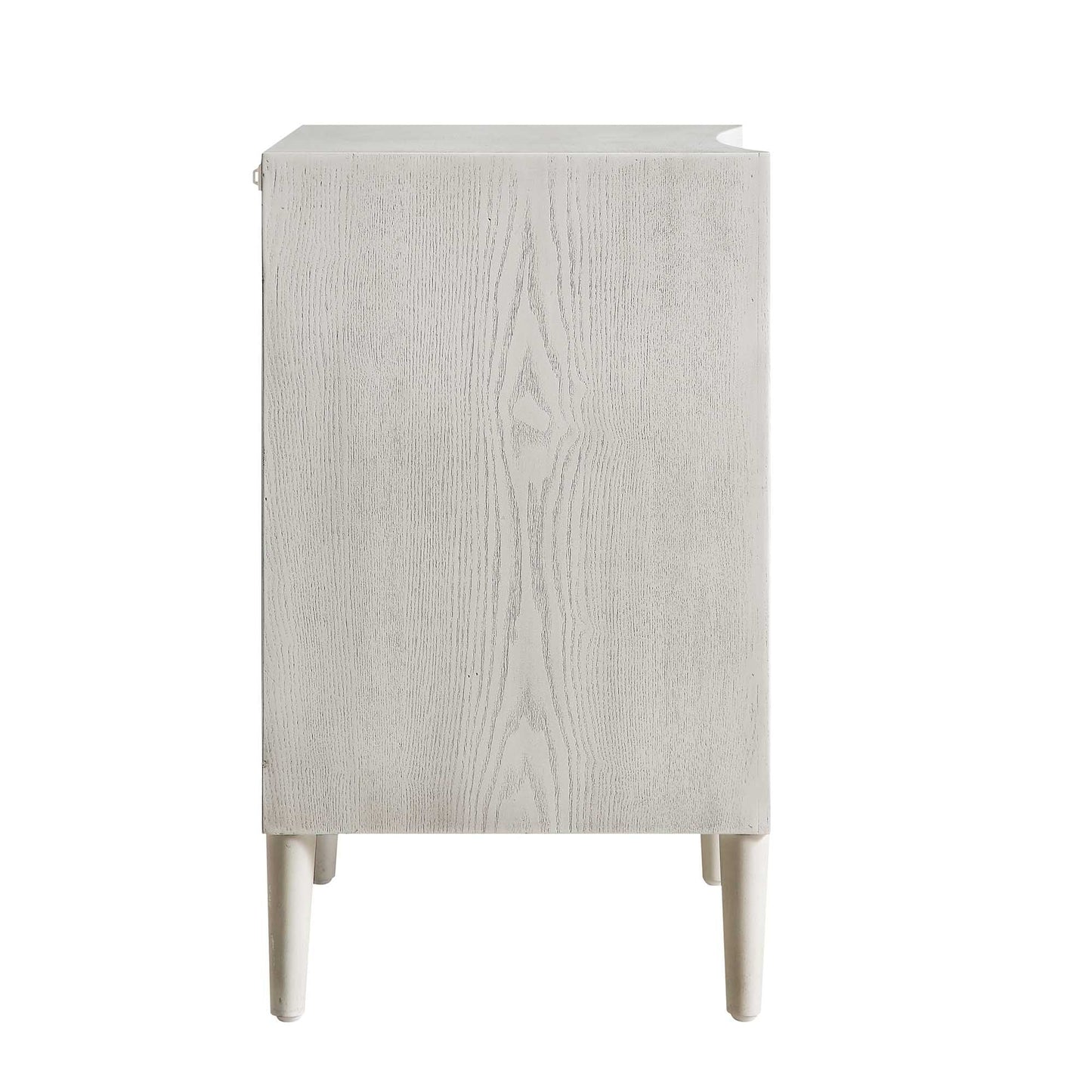 Thalia Concave 3 Drawer Bedside Table, Washed White