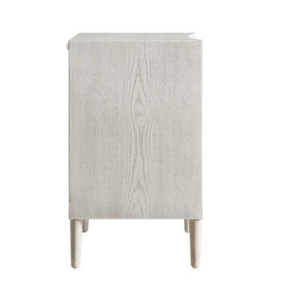 Thalia Concave 3 Drawer Bedside Table, Washed White