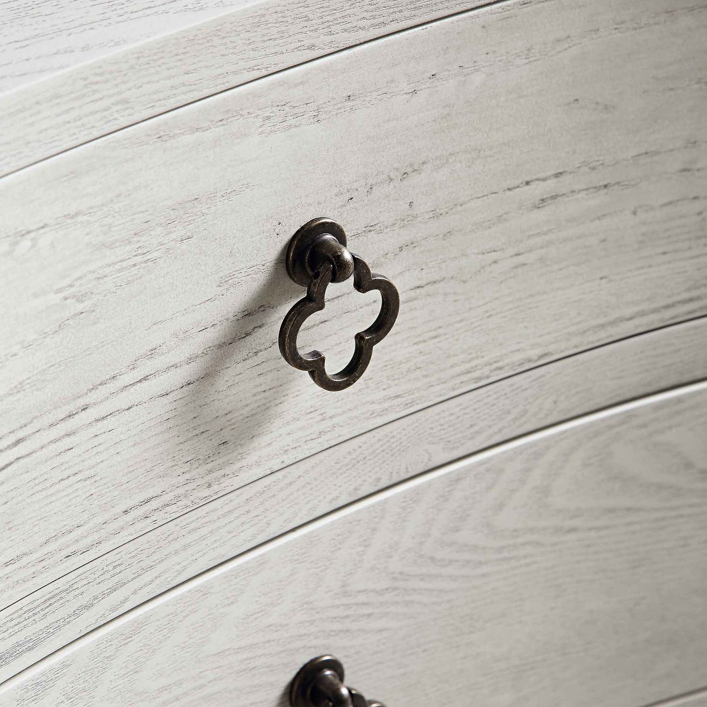 Thalia Concave 3 Drawer Bedside Table, Washed White