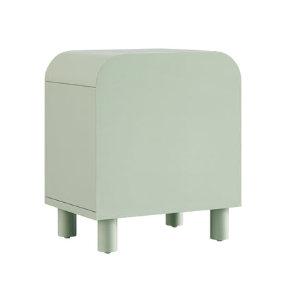 Maude 2 Drawer Bedside Table, Muted Pistachio Ash with Raffia