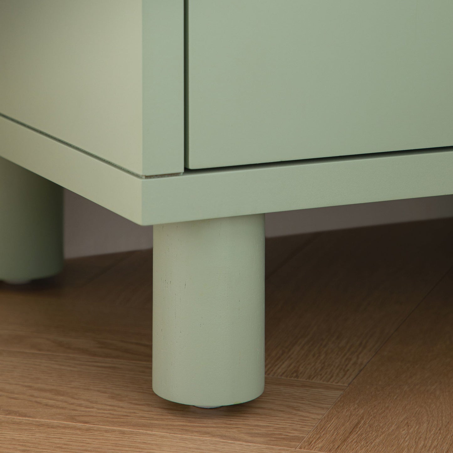 Maude 2 Drawer Bedside Table, Muted Pistachio Ash with Raffia