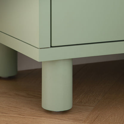 Maude 2 Drawer Bedside Table, Muted Pistachio Ash with Raffia