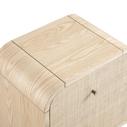 Maude 2 Drawer Bedside Table, Natural Ash with Raffia