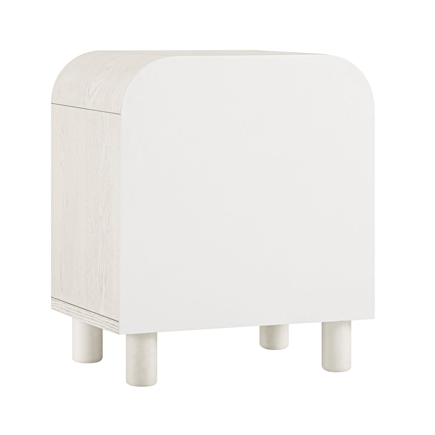 Maude 2 Drawer Bedside Table, Washed White Ash with Raffia