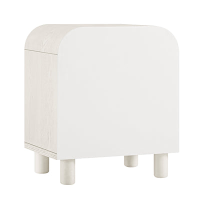 Maude 2 Drawer Bedside Table, Washed White Ash with Raffia