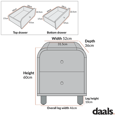 Maude 2 Drawer Bedside Table, Natural Ash