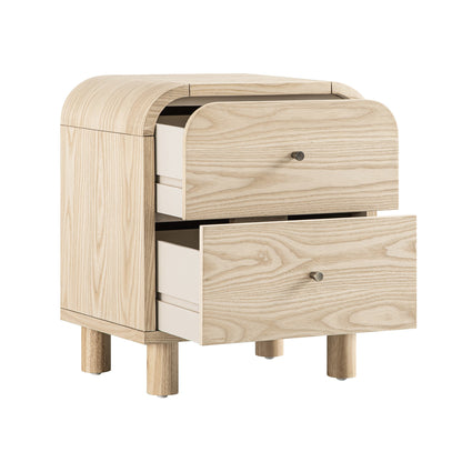 Maude 2 Drawer Bedside Table, Natural Ash