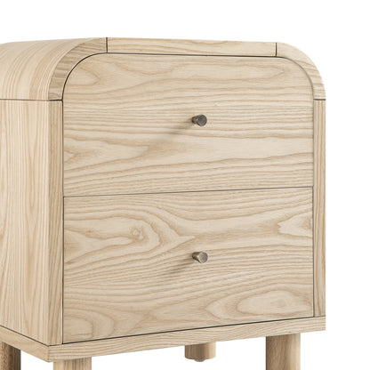 Maude 2 Drawer Bedside Table, Natural Ash