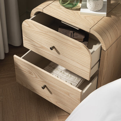 Maude 2 Drawer Bedside Table, Natural Ash