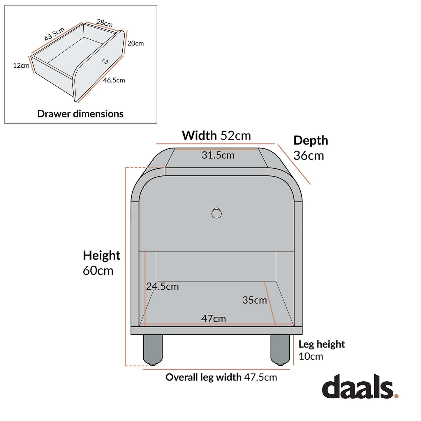 Maude 1 Drawer Bedside Table, Natural Ash with Raffia
