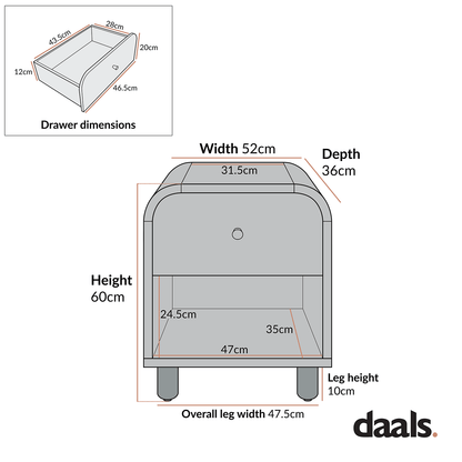 Maude 1 Drawer Bedside Table, Natural Ash with Raffia