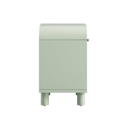 Maude 1 Drawer Bedside Table, Muted Pistachio Ash with Raffia