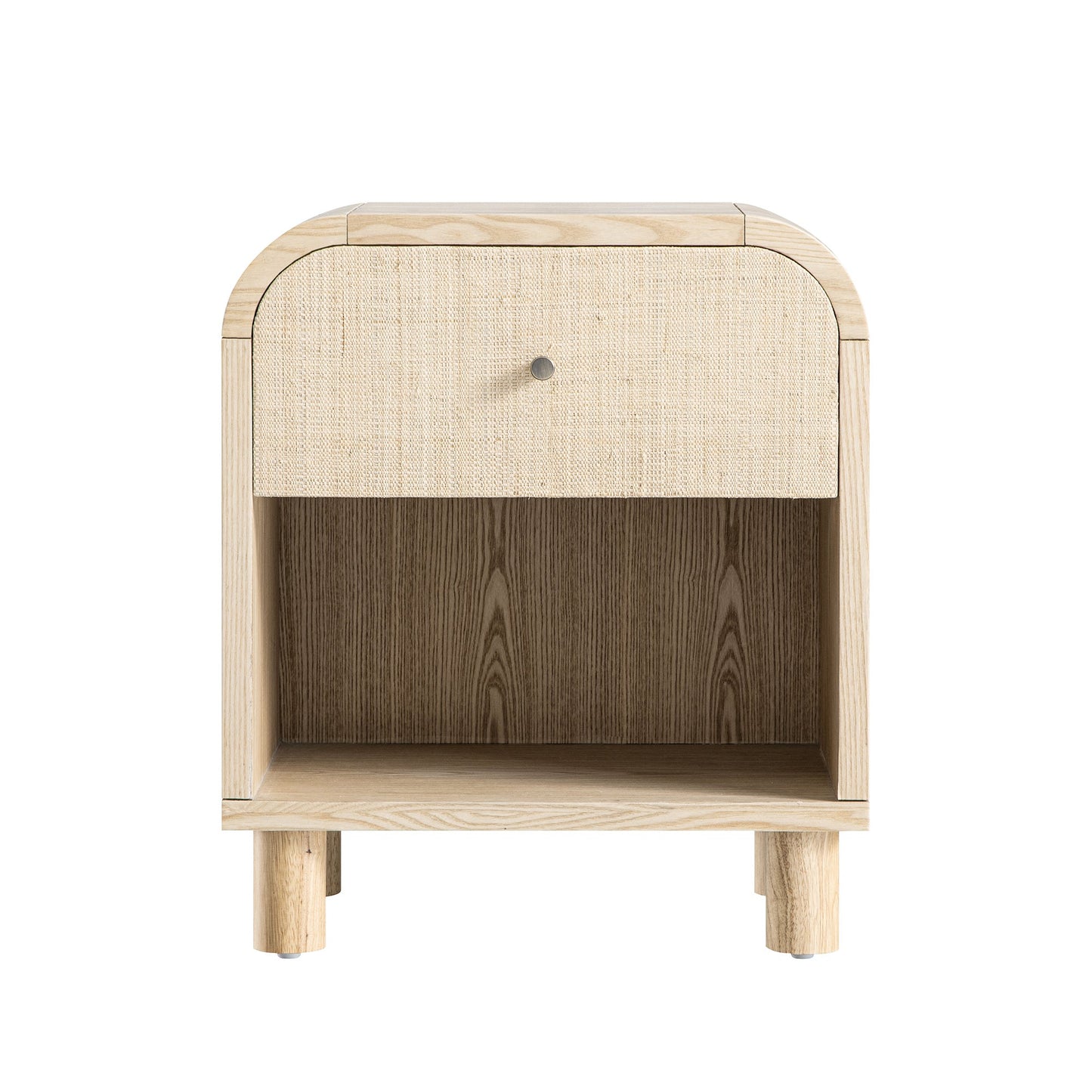 Maude 1 Drawer Bedside Table, Natural Ash with Raffia