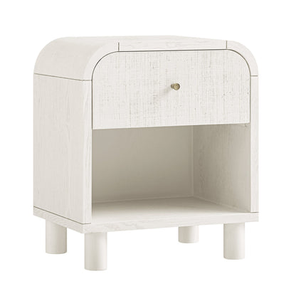 Maude 1 Drawer Bedside Table, Washed White Ash with Raffia