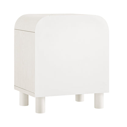 Maude 1 Drawer Bedside Table, Washed White Ash with Raffia