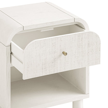 Maude 1 Drawer Bedside Table, Washed White Ash with Raffia