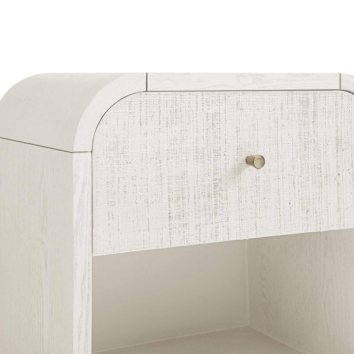 Maude 1 Drawer Bedside Table, Washed White Ash with Raffia