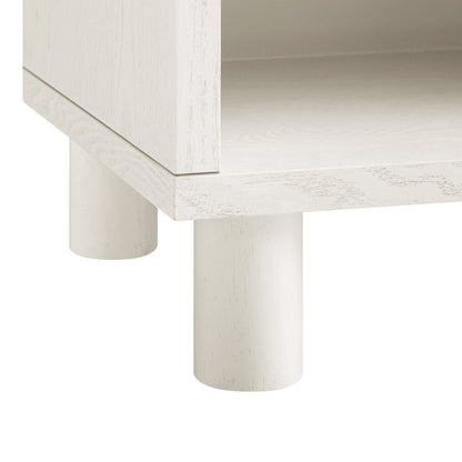 Maude 1 Drawer Bedside Table, Washed White Ash with Raffia