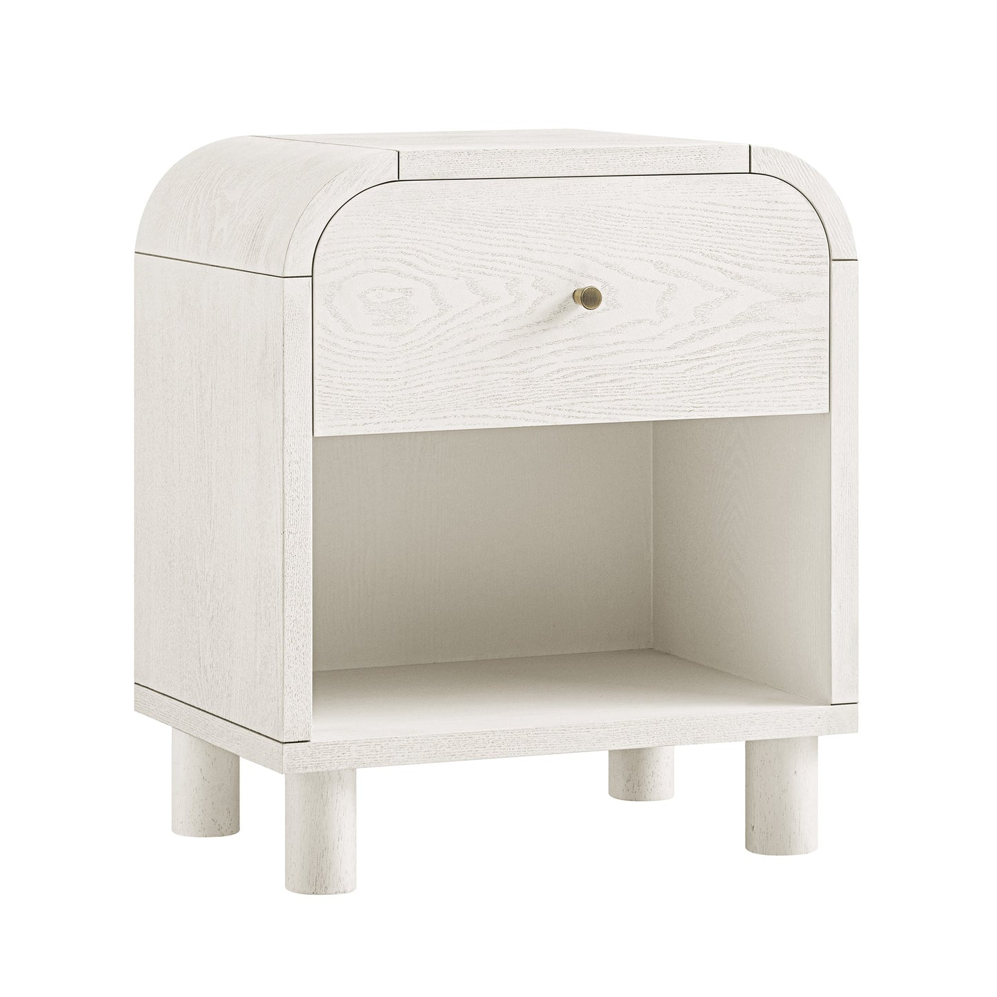 Maude 1 Drawer Bedside Table, Washed White Ash