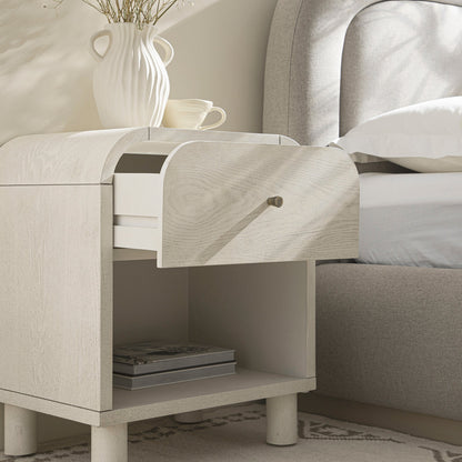 Maude 1 Drawer Bedside Table, Washed White Ash