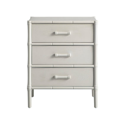 Elstowe Faux Bamboo 3-Drawer Bedside Table, Shaded White