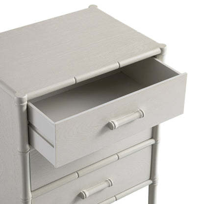 Elstowe Faux Bamboo 3-Drawer Bedside Table, Shaded White