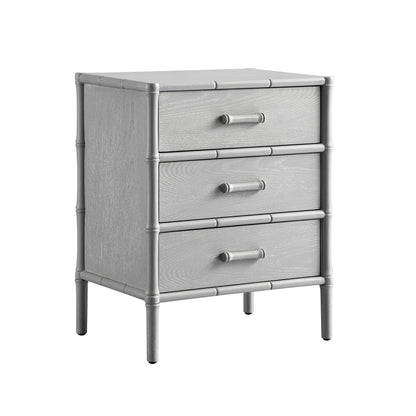 Elstowe Faux Bamboo 3-Drawer Bedside Table, Warm Grey