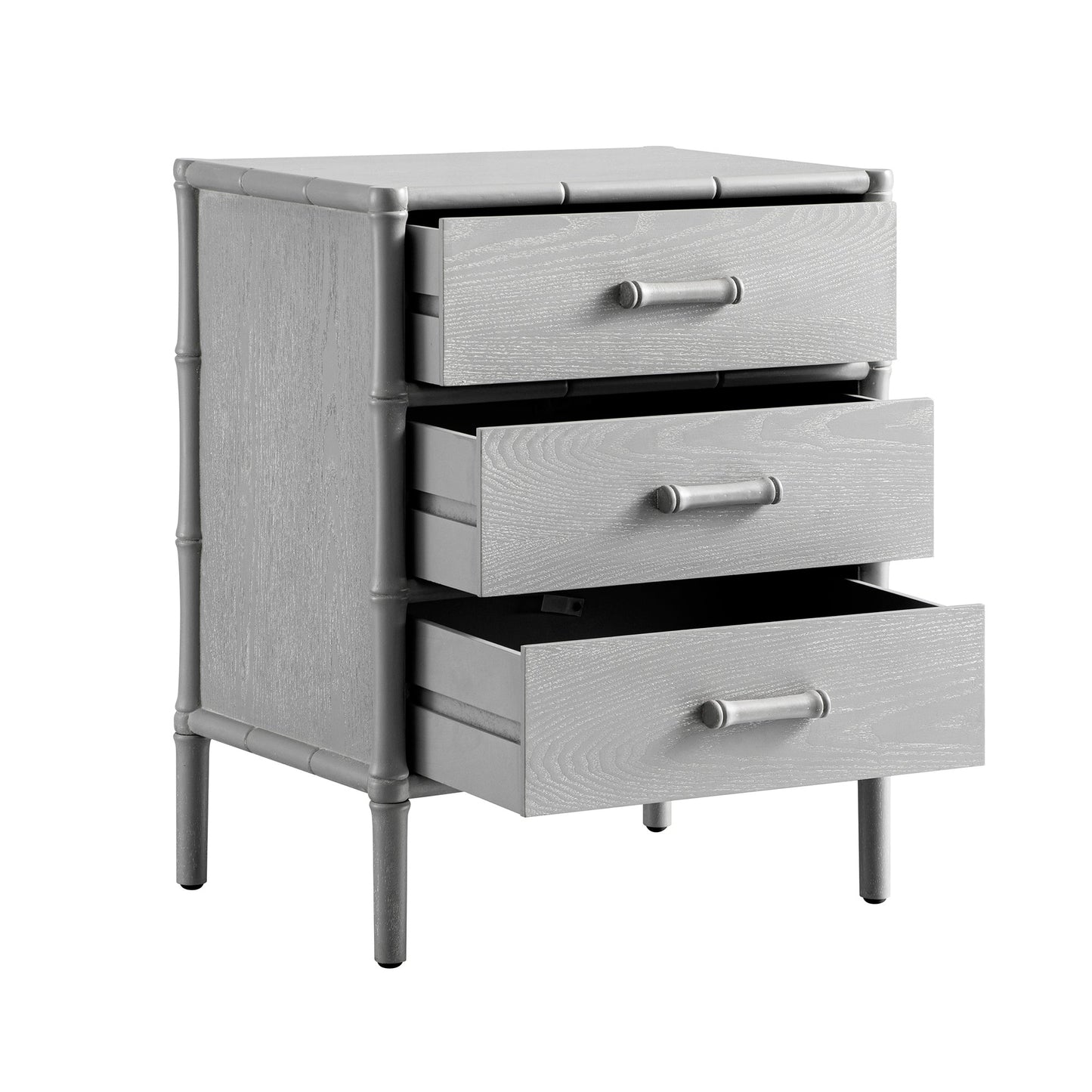 Elstowe Faux Bamboo 3-Drawer Bedside Table, Warm Grey