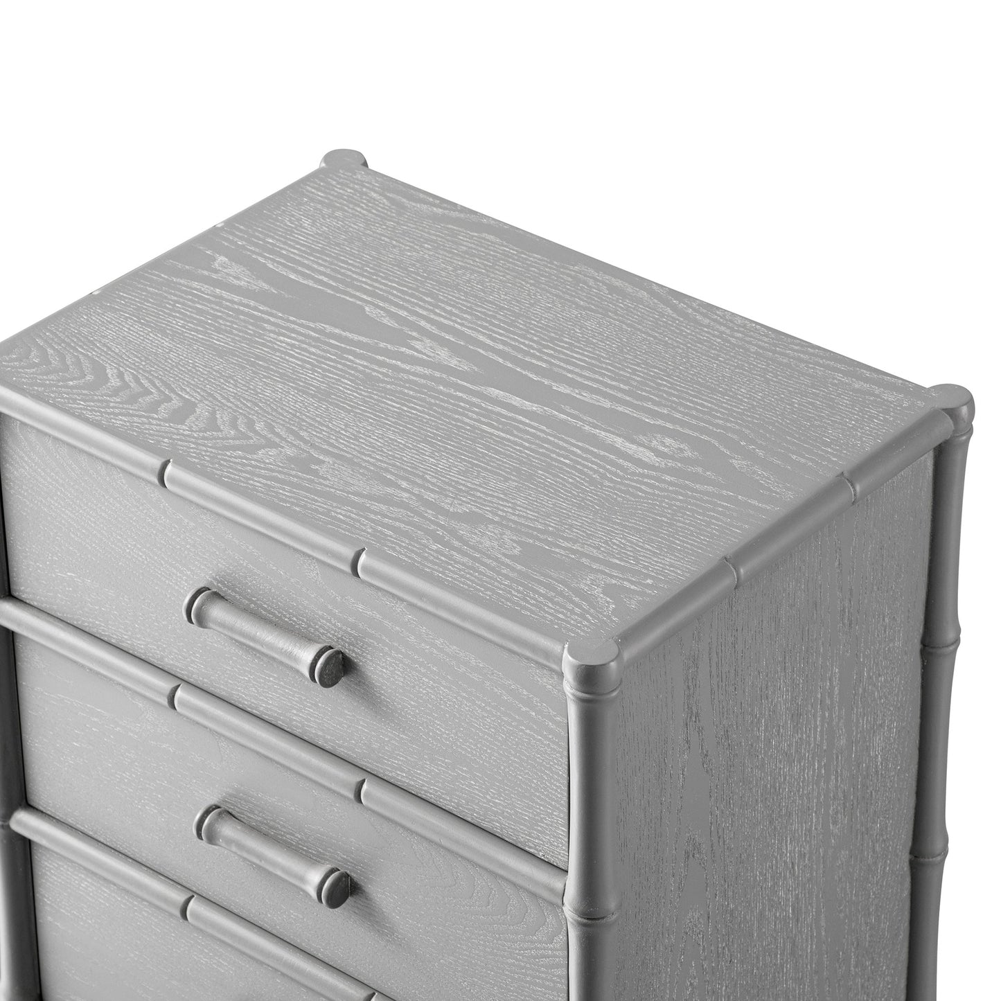 Elstowe Faux Bamboo 3-Drawer Bedside Table, Warm Grey