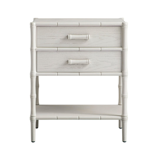Elstowe Faux Bamboo 2-Drawer Bedside Table, Shaded White