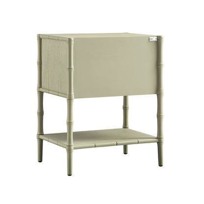 Elstowe Faux Bamboo 2-Drawer Bedside Table, Sage Green