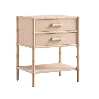 Elstowe Faux Bamboo 2-Drawer Bedside Table, Nude Pink