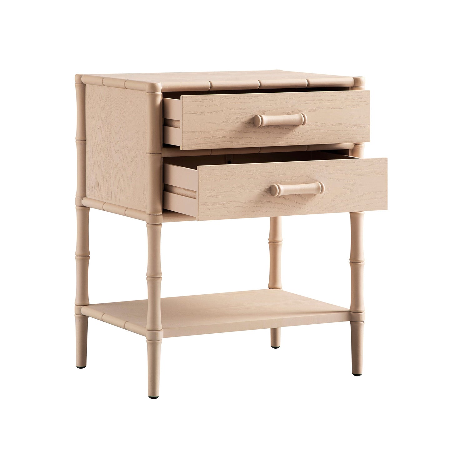 Elstowe Faux Bamboo 2-Drawer Bedside Table, Nude Pink