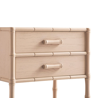 Elstowe Faux Bamboo 2-Drawer Bedside Table, Nude Pink