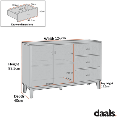 Bianca Chip Carved 2-Door 3-Drawer Sideboard, Antique Bronze & Black