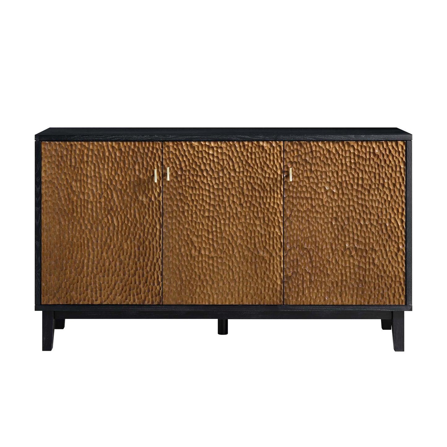 Bianca Chip Carved 3 Door Sideboard, Antique Bronze & Black