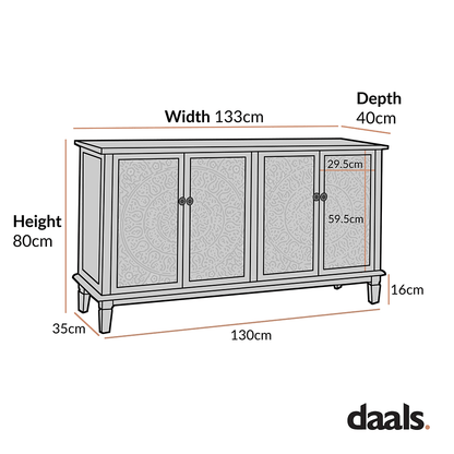 Chantilly Mid Grey Carved Large Sideboard