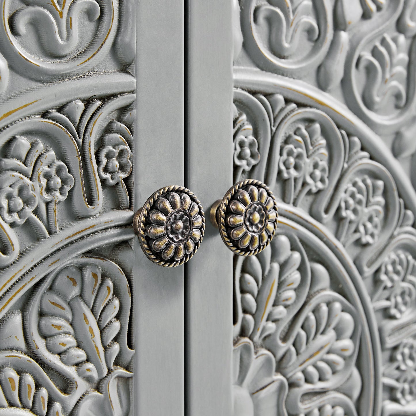 Chantilly Mid Grey Carved Large Sideboard