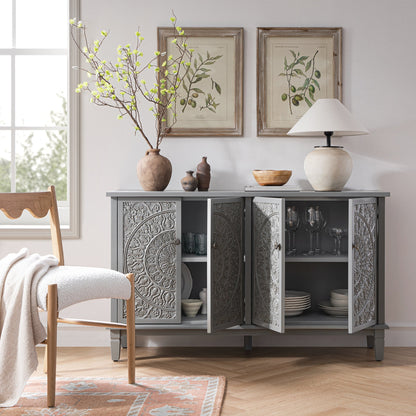 Chantilly Mid Grey Carved Large Sideboard
