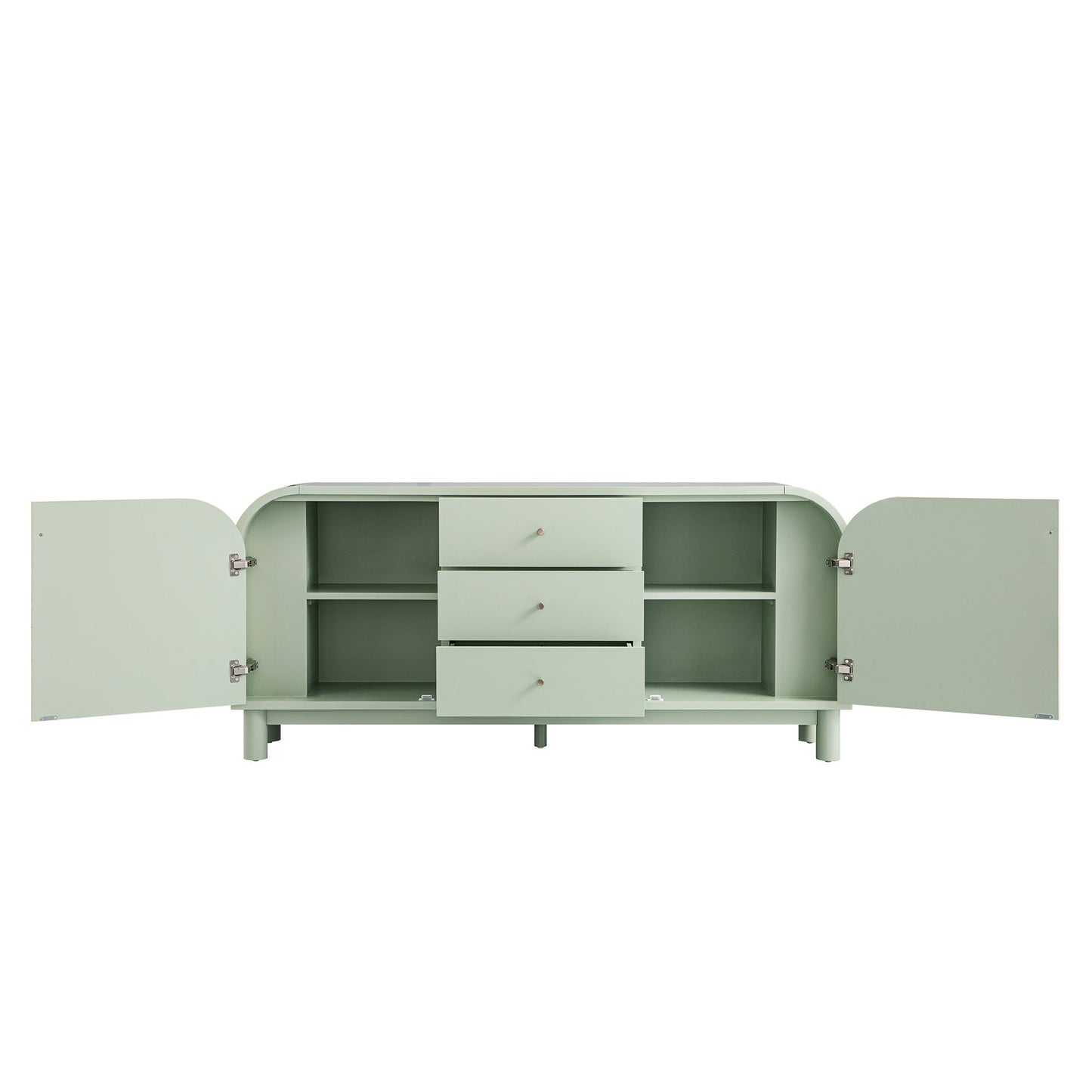 Maude Wide 3-Drawer Sideboard, Muted Pistachio Ash with Raffia