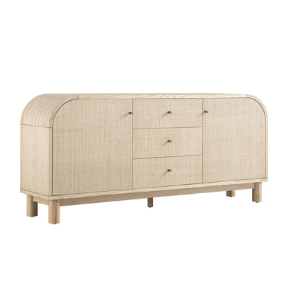 Maude Wide 3-Drawer Sideboard, Natural Ash with Raffia