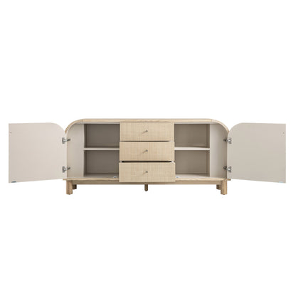 Maude Wide 3-Drawer Sideboard, Natural Ash with Raffia