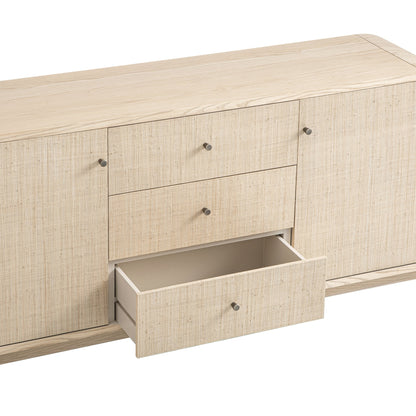 Maude Wide 3-Drawer Sideboard, Natural Ash with Raffia