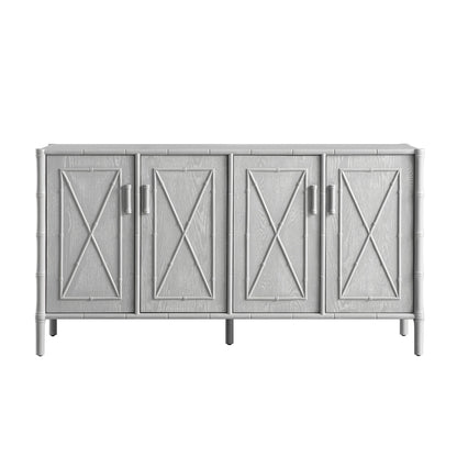 Elstowe Faux Bamboo Large Sideboard, Warm Grey