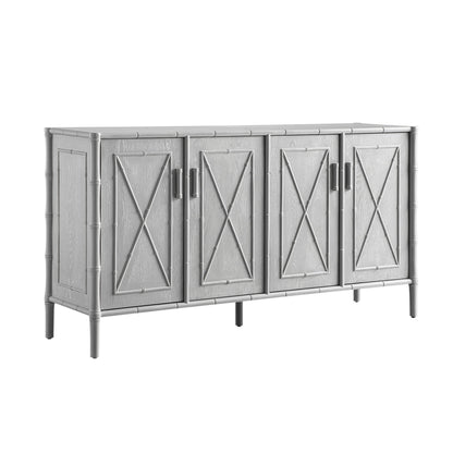 Elstowe Faux Bamboo Large Sideboard, Warm Grey