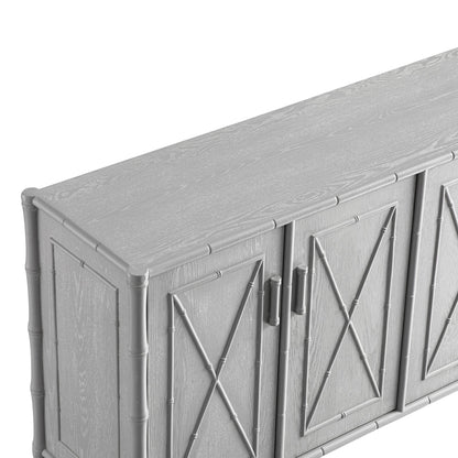 Elstowe Faux Bamboo Large Sideboard, Warm Grey