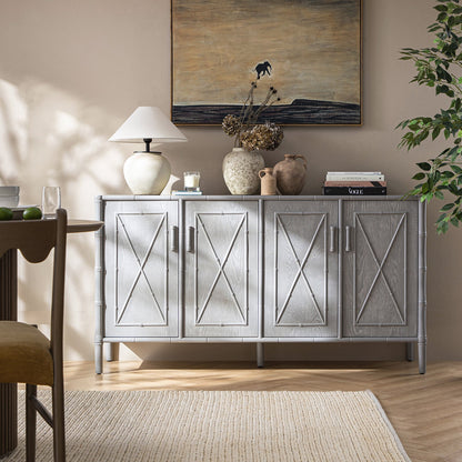 Elstowe Faux Bamboo Large Sideboard, Warm Grey